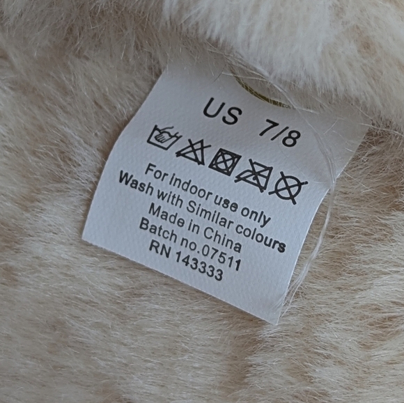 Slippers & Headband Coffee Croissant Sherpa Embroidery Sequins Ivory M (7/8) NWT - Picture 11 of 16